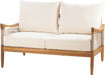 Havets 2 Piece Patio Conversation Sets, Outdoor Acacia Wood Patio Seating Group,Woven Rope Loveseat with Cushions and Coffee Table for Porch Garden Backyard Balcony, Teak+Beige
