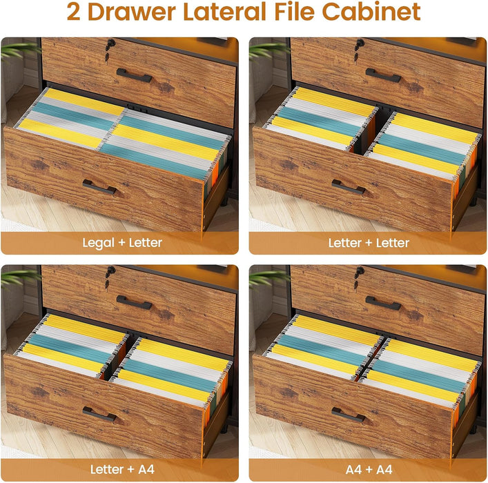 59" Filing Cabinet with Lock Drawers Fits Legal Size for Home Office