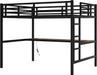 Full Size Metal Loft Bed with Desk and LED Lights,Heavy Duty Loft Bed Frame with Charging Station and USB for Kids,Teens,Adults,Full Size,Black