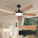 52 Inch Black Ceiling Fans with Lights Led Remote Control Flush Mount Low Profile for Bedroom Living Dining Room Outdoor Farmhouse Patio,Reversible,Dc Motor,Diammable,Buzzer On/Off,5 Blades