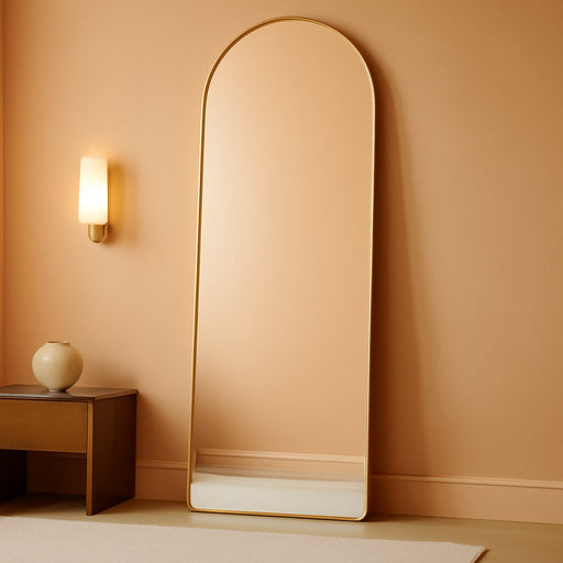 Arched Mirror - Full Length, Standing or Wall Mounted, 58"18", Aluminum Frame - Gold