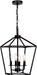 4 Light Chandelier, Industrial Ceiling Light Black Lantern Light Fixtures with Farmhouse Metal Cage Adjustable Height Rustic Geometric Hanging Light E12 Base for Kitchen Island, Entryway, Indoor