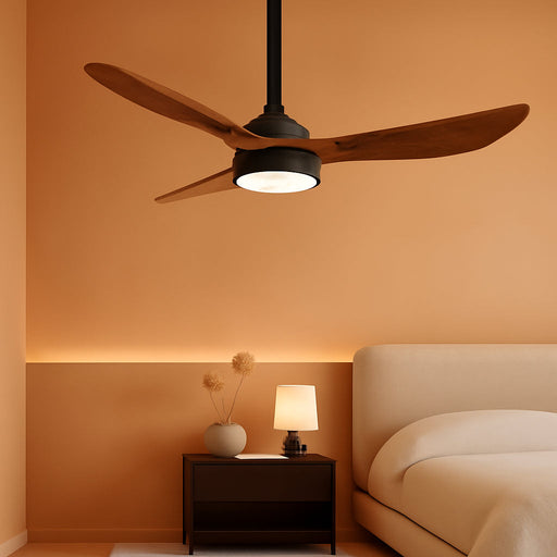 52" Outdoor Ceiling Fan with Light, 6 Speeds, Remote Control, Low Profile for Bedroom, Living Room, Dining Room
