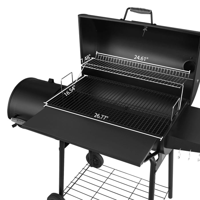 30" CC1830S Steel Charcoal Grill with Offset Smoker