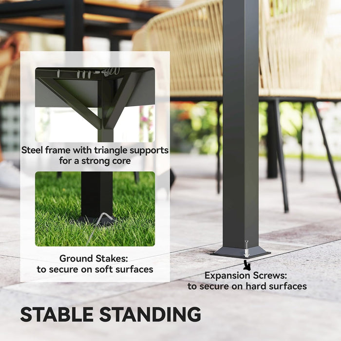 10' X 12' Outdoor Patio Gazebo, Heavy Duty Gazebo Canopy Shelter with Double Roof, Curtains, Netting, Steel Frame, UPF30+ Protection, Ceiling Hooks for Lawn, Backyard, Deck, Dark Gray
