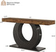 63-Inch Console Sofa Table, Rustic Industrial Farmhouse Entryway Table, Narrow Long Couch Console behind Sofa with Black Circle Base for Living Room Hallway, Rustic Brown