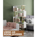 5 Tier Geometric Bookcase,S Shaped Bookshelf, Wood Decorative Storage Shelving, Modern Freestanding Display Shelves, Tall Book Shelf Unit for Living Room Bedroom, Gold