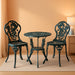 Cast Aluminum Conversation Set Metal Antique Green 3 Piece Patio Rose Bistro Set