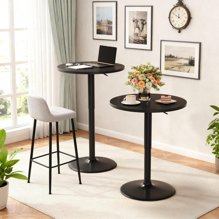 round Bar Table, Adjustable Height and 360° Swivel Pub Table, Cooktail Table for Bar, Bistro, Dining Room, Black