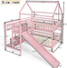 Pink FullOverFullBunkBed PlayhouseWithStairs Storage