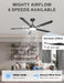 60 Inch Matte Black Industrial Ceiling Fan AppControl