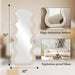 71"X32" Irregular Mirror Full Length, Large Full Body Freely Standing Mirror, Flannel Wave Floor Mirror with Stand for Bedroom, Living Room, Hanging or against the Wall, White