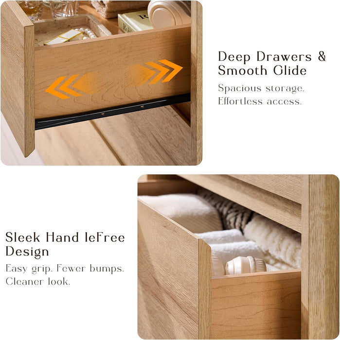 60 Inch 6 Drawer Dresser for Bedroom, 20" Depth for More Storage