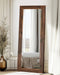 SixtyFiveInch Floor Mirror SolidWood Frame WalnutFinish Brown