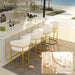 Modern Counter Height Bar Stools,Bar Stools Set of 3,PU Leather Upholstered Barrel Barstools with Backs,26" Kitchen Island Chairs,Metal Gold Frames,Support 480 Lbs,Beige White Leather