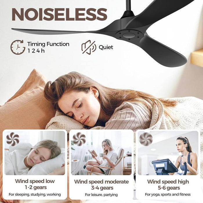 Black Outdoor Ceiling Fan Featuring Remote Control