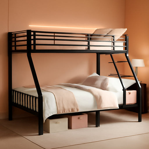 Twin XL Queen Bunk Bed Black IndustrialGradeSteelFrame
