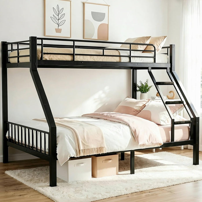 Twin XL Queen Bunk Bed Black IndustrialGradeSteelFrame
