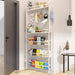 Behind the Door Bookshelf, Space Saving Metal Slim Shelf after Door | Tall Narrow Wall Mounted Storage Cabinet, behind Door Standing Bookcase with Hooks for Books Bedroom Living Room Office