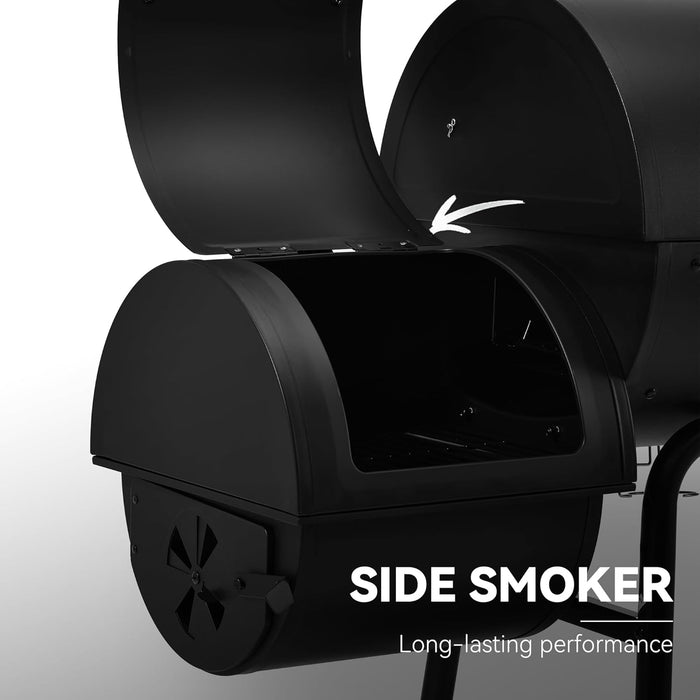 CC1830M 30 Inch Barrel Charcoal Grill with Offset Smoker & Warming Rack, Outdoor BBQ Grill with 811 Sq. In. Grilling Space for Backyard, Patio and Parties, Black