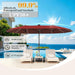 15Ft Rectangular Patio Umbrella with Solar LED Lights, Double-Sided Outdoor Market Umbrella with Base Included, Extra Large Shade for Pool, Deck, Backyard, Garden, Burgundy