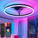 RGB Ceiling Fan with Light and Remote,20" Fandelier Smart Ceiling Fan,Black