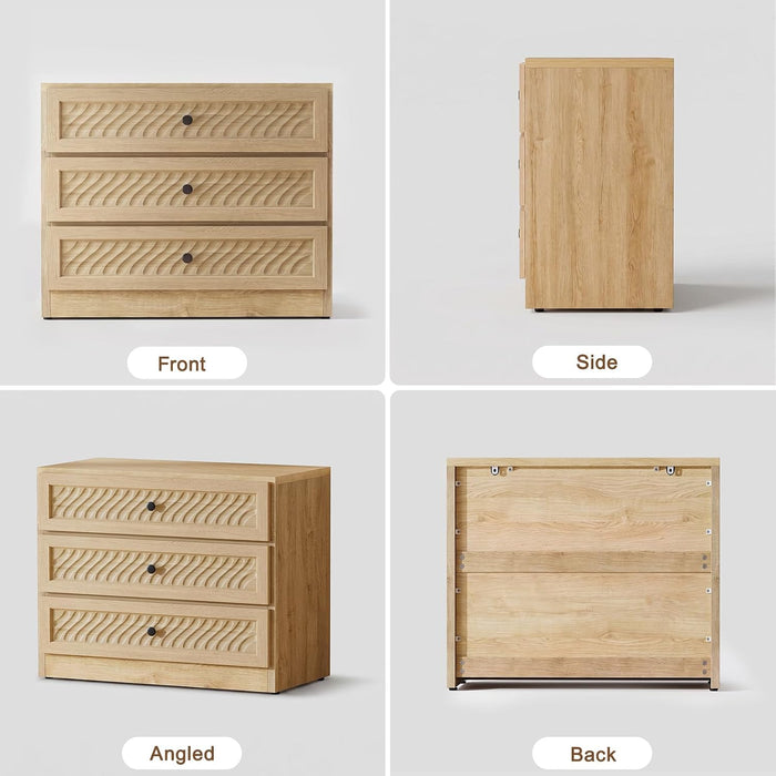 3 Drawer Dresser Set of 2 for Bedroom, 31.3" Wide Wooden Dresser