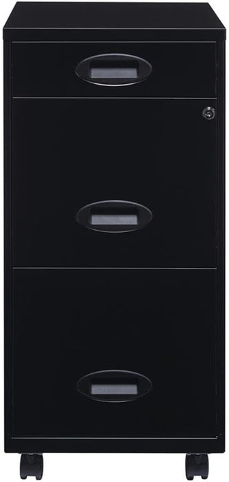 3 Drawers 29.52" Vertical Black Metal Filing Cabinet Lockable Pre-Assembled Movable Letter Size for Home, Office