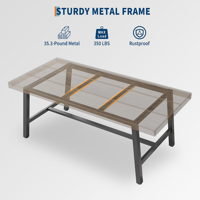 71" Industrial Dining Table, Rectangular Kitchen Table, Grey