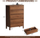 Walnut Dresser for Bedroom, 5 Drawer Dresser with Wood Legs, Tall Wood Dresser, Mid Century Modern Chest of Drawers, Large Storage Bedroom Furniture, Walnut