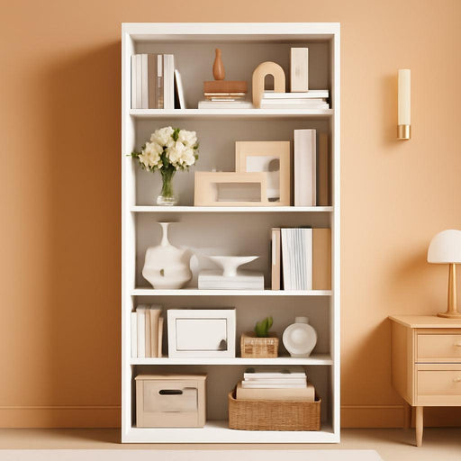 7-Tier Open Bookcase and Bookshelf, Modern Simple Floor Standing Display Storage Shelves with Top Open Compartment for Home Office, Study, Living Room - White