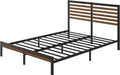 Kai Bamboo and Metal Platform Bed Frame, Sturdy Steel Frame, Queen