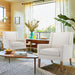 Beige Chenille Upholstered Wingback Chair With Wood