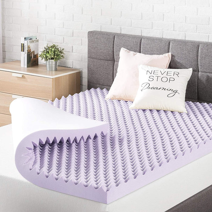 Queen Memory Foam Topper Lavender-Infused, 3", CertiPUR-US Certified