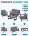 4 Piece HDPE Outdoor Furniture Set, All Weather Wood-Like Outdoor Sofa Sectional Couch, Grey Patio Furniture Set with Grey Cushions