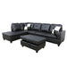 Semi PU Leather Sectional Sofa, L Shaped Couch, Sectional Sofa Set for Small Space Living Room, Black(Without Ottoman)