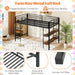 Low Loft Bed Twin Size, Heavy Duty Metal Frame W/Storage Shelves, Ladder & Full-Length Guardrails, Ample Under-Bed Space, Kids Loft Bed with Stairs for Boys Girls Junior, No Box Spring Needed