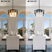 Black Glass Drum Chandelier DiningRoom FourLight Modern