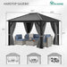 10X12FT Single Hardtop Metal Gazebo Top Outdoor Patio Canopy Galvanized Iron Aluminum Column Garden Tent Curtains Netting for Backyards Decks Lawns,Gray