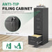 4 Drawer File Cabinet, Vertical File Cabinets with Lock for Home Office,Heavy Duty Office Steel Filing Cabinet for Hanging Letters/Legal/A4, Assembly Required (Black)