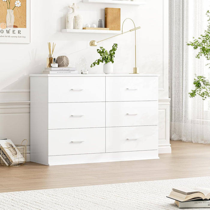 White Dresser with 6 Drawers