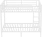 Full over Full Bunk Bed for Adults, Full Size Bunk Beds Frame with Build in Ladder and Full Length Guardrail, Easy Assemble Bunkbeds, Noise Reduced, Mattress Not Included, White