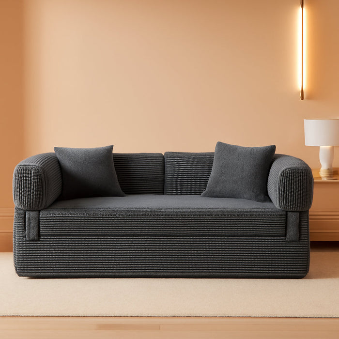 Gray Corduroy Convertible Sectional Sofa Bed Cushions