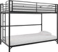 Daven Easy Assembly Metal Bunk Bed for Kids, Teens and Adults, with Ladder, High Guardrail, Metal Slats, Smooth Rounded Edges, No Boxspring Required, Twin-Over-Twin, Black