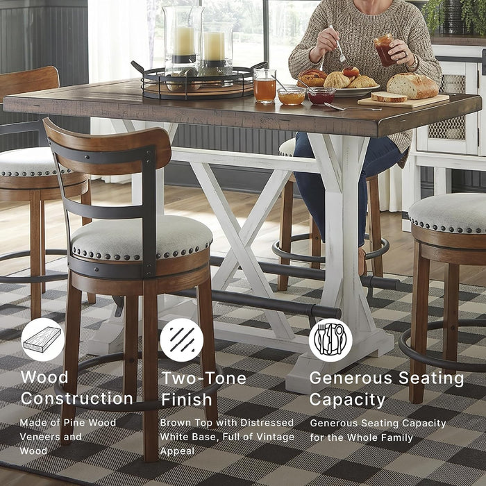 Signature Design by Ashley Farmhouse Counter Height Dining Table, White