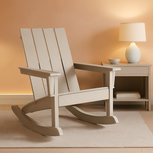 Outdoor Adirondack Chair, All Weather Resistant Lawn Chairs Balcony Chair and Fire Pit Chairs, Patio Chair Outdoor Porch Rocking Chair High Back HDPE Poly Lumber, Sand