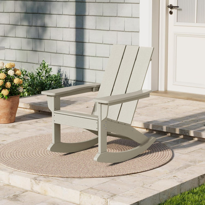 Outdoor Adirondack Chair, All Weather Resistant Lawn Chairs Balcony Chair and Fire Pit Chairs, Patio Chair Outdoor Porch Rocking Chair High Back HDPE Poly Lumber, Sand