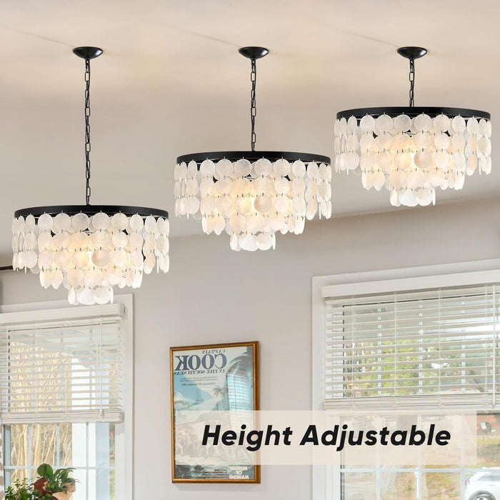 18 Inches Capiz Shell Chandelier Dimmable Luminaire