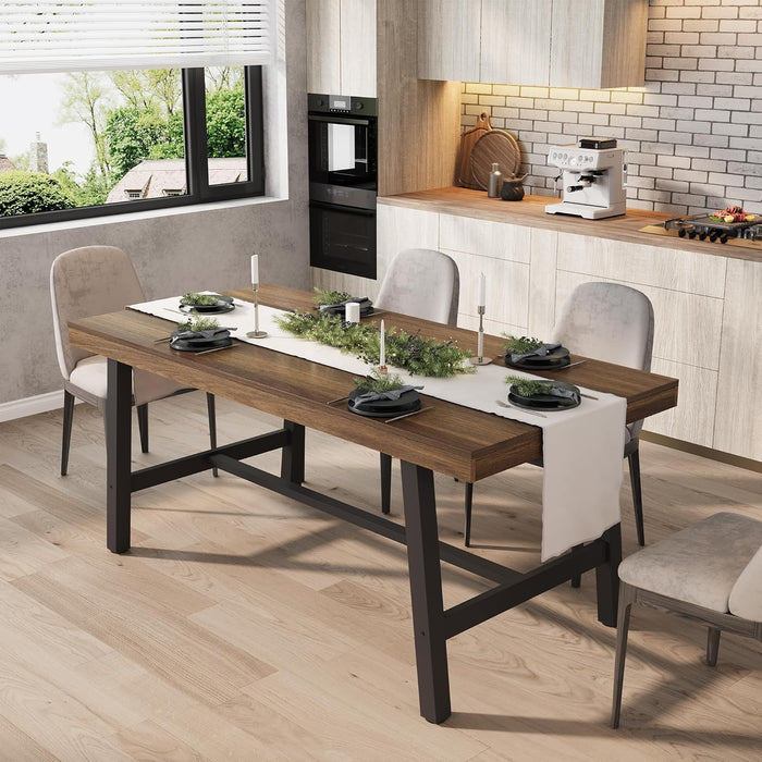 Industrial Dining Table 63InchesLong Espresso Brown