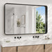 36X55 Inch Black Bathroom Mirror Metal Framed, HD Tempered Glass